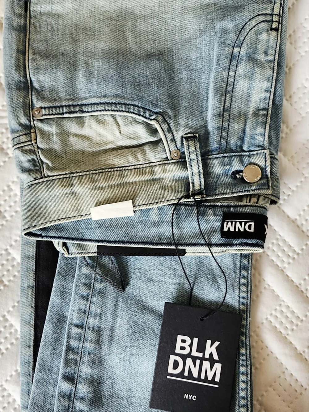 BLK DNM Men’s Light Blue to Black Dip-Dye Skinny Jeans